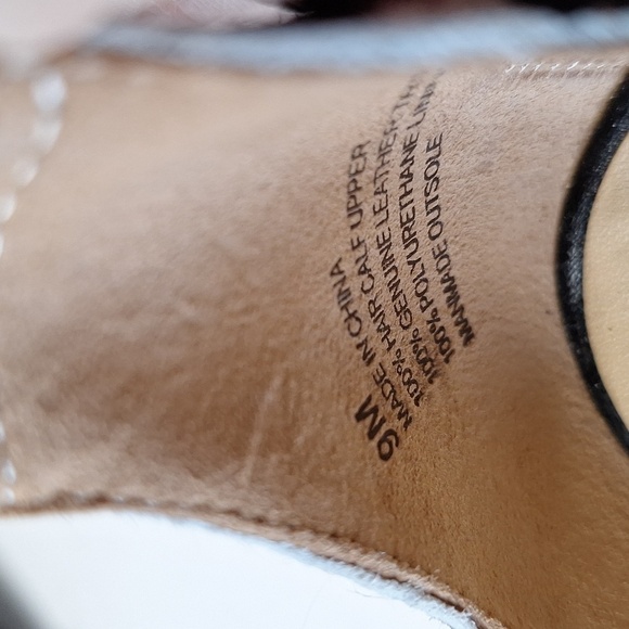 Talbots Black White Animal Print Calf Hair Mobwife Preppy Heel Sandals Size 9 - Picture 12 of 13